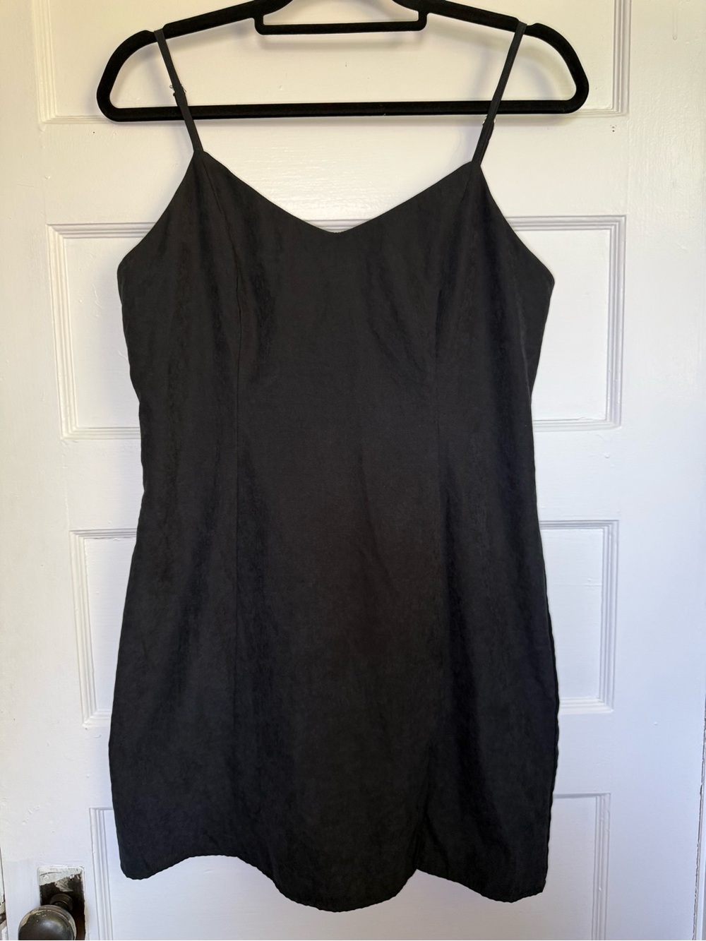 Forever 21 Black Suede Slip Dress w/ Spaghetti Straps & Side Slit 90’s Grunge L